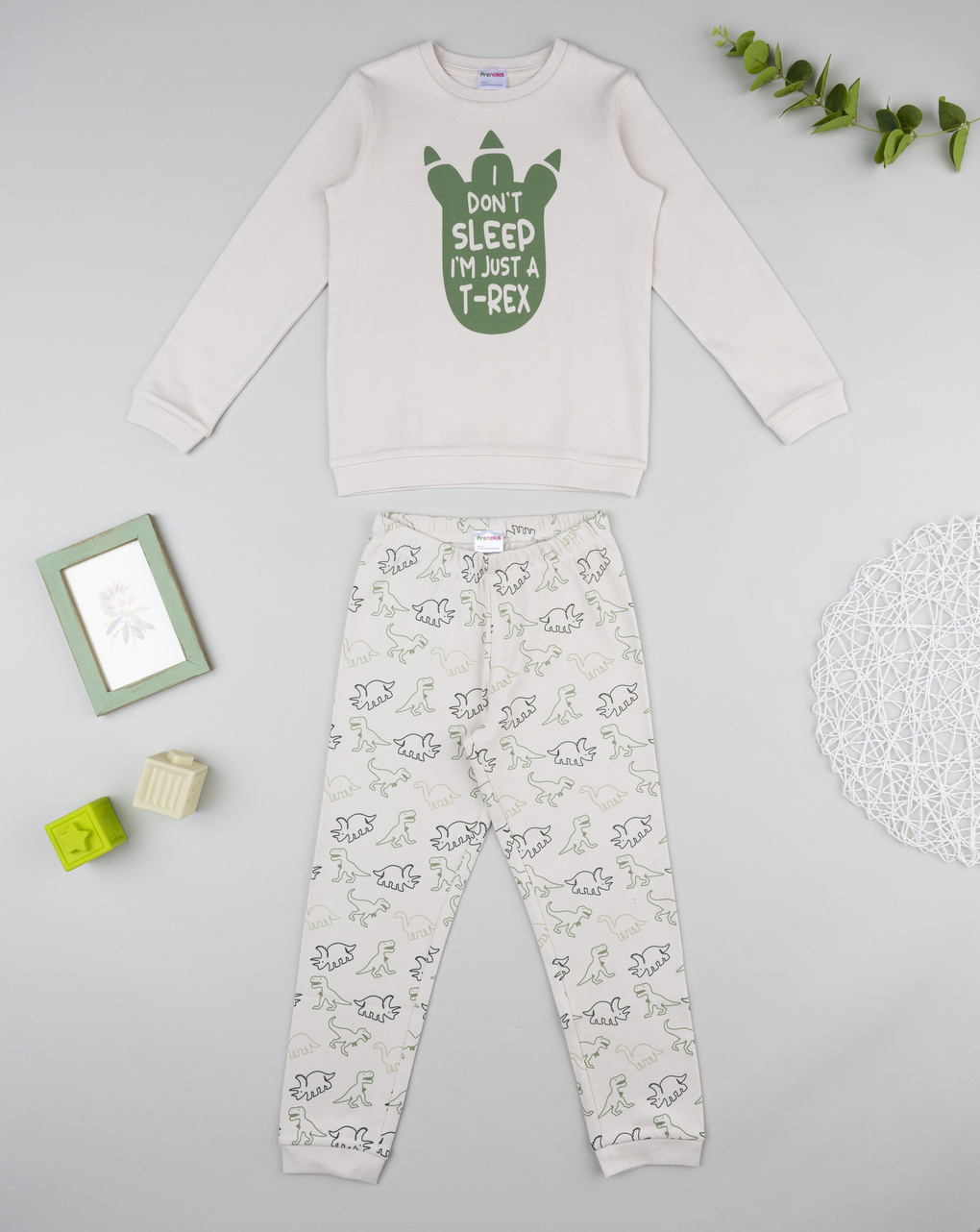 Pigiama bimbo beige dino