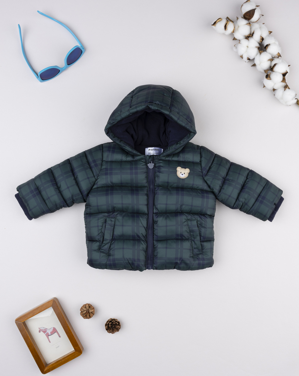 Piumino scozzese bimbo con patch