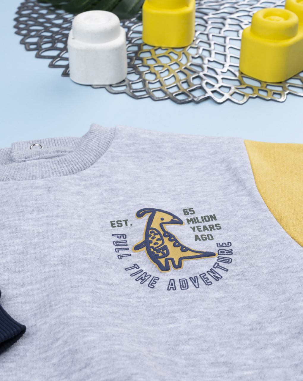 Felpa bimbo color block grigio