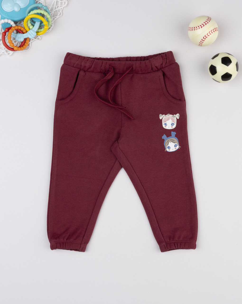 Pantalone felpato bimba bordeaux