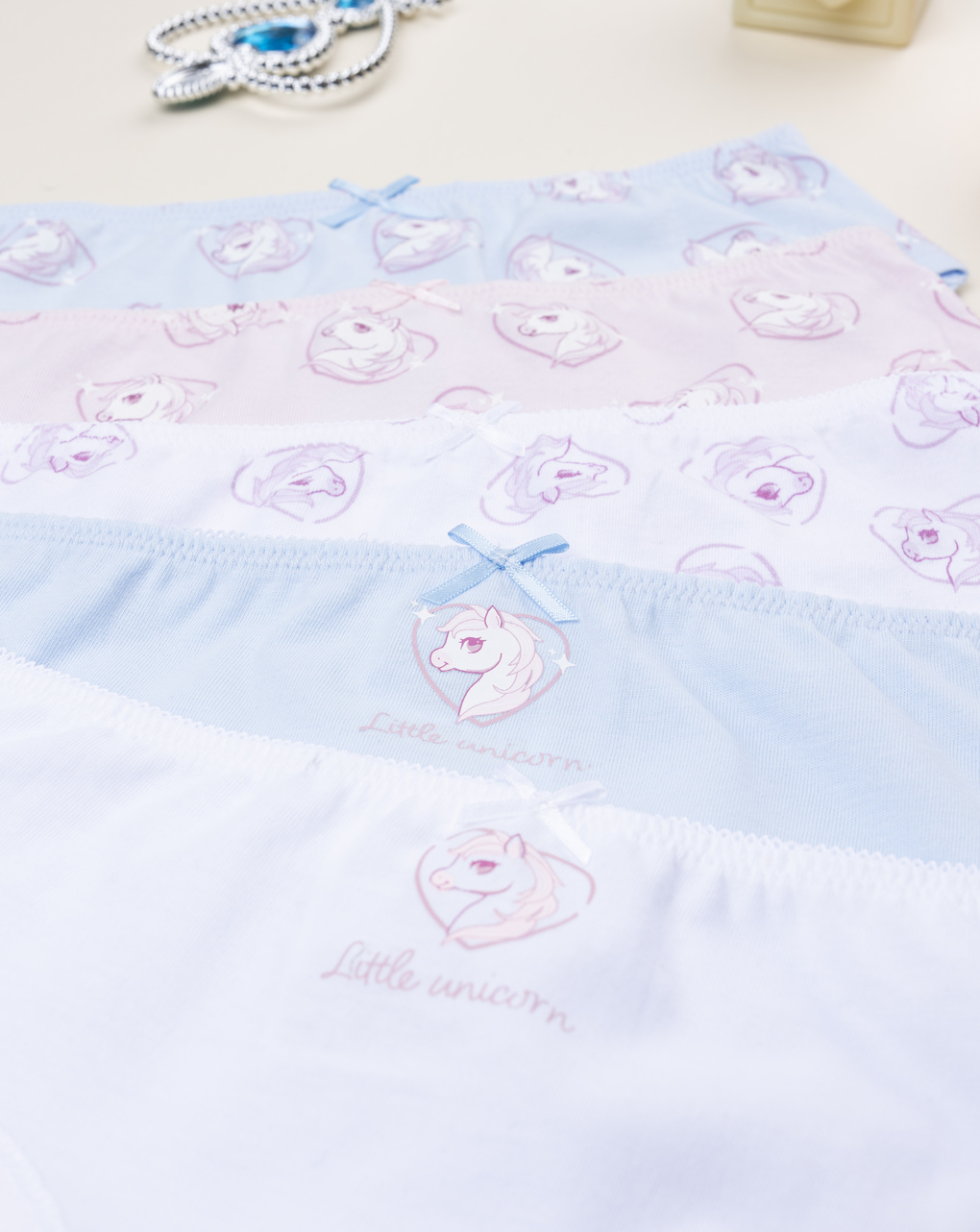 Pack 5 slip bambina unicorno