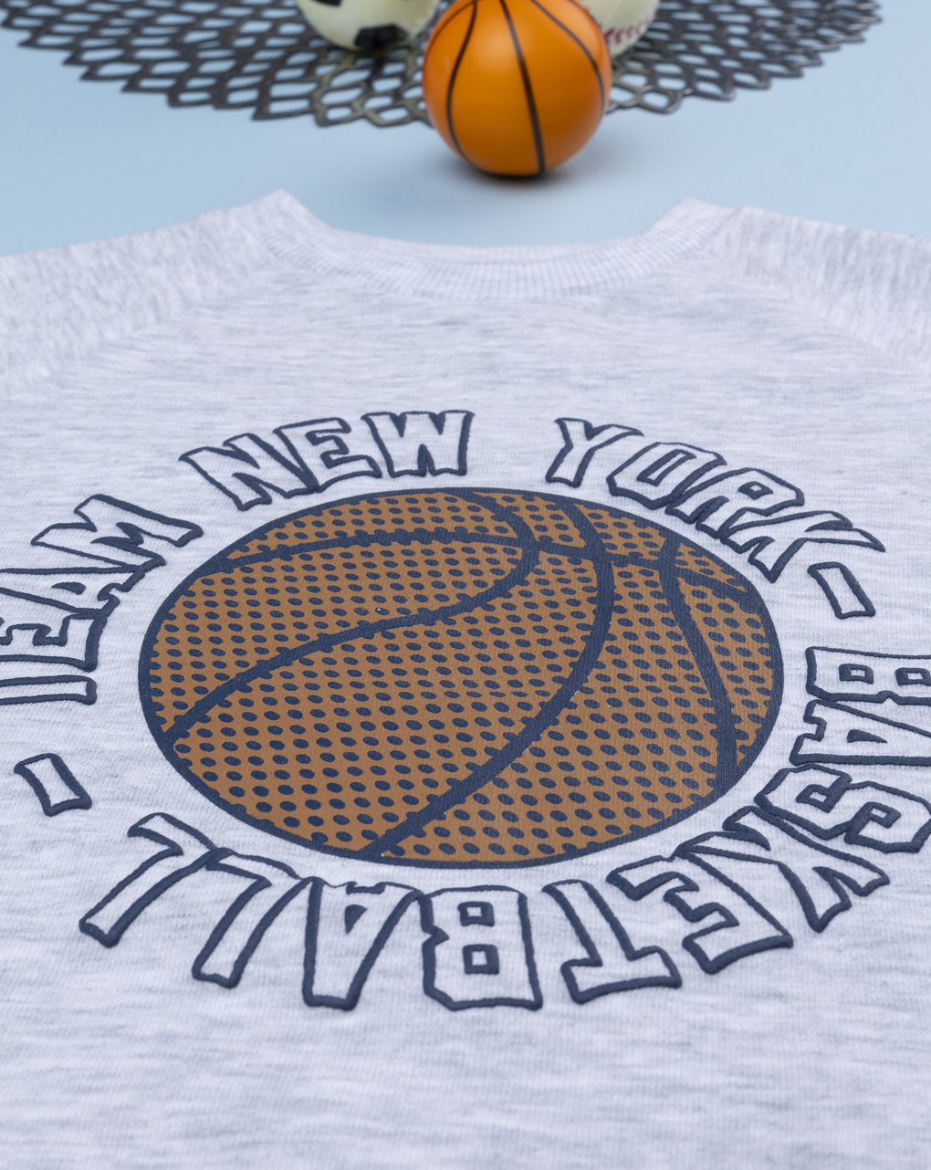 Completo jogging felpato bimbo grigio/blu