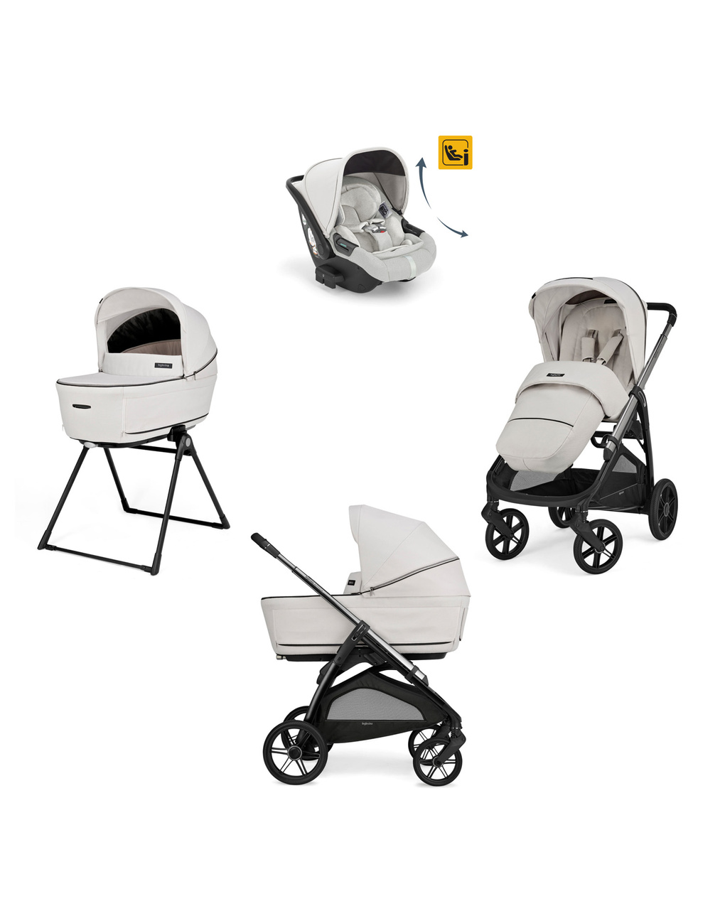 Sistema modulare aptica system quattro colore opal ivory con telaio litio e seggiolino auto darwin infant recline - inglesina