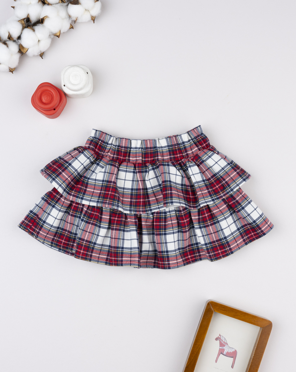 Gonna tartan bimba con applicazioni