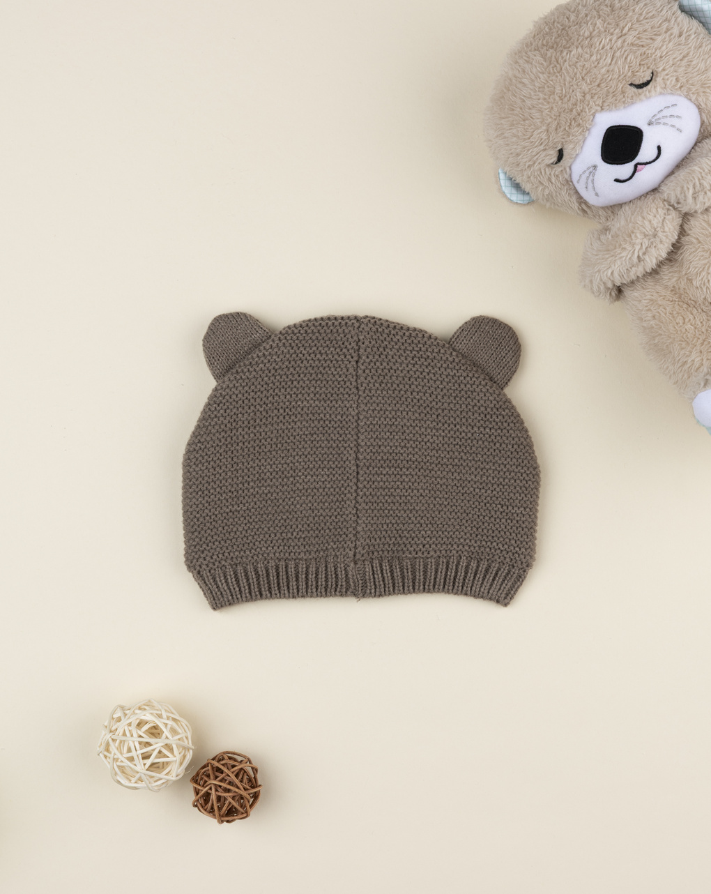 Berretto bimbo marrone orsetto