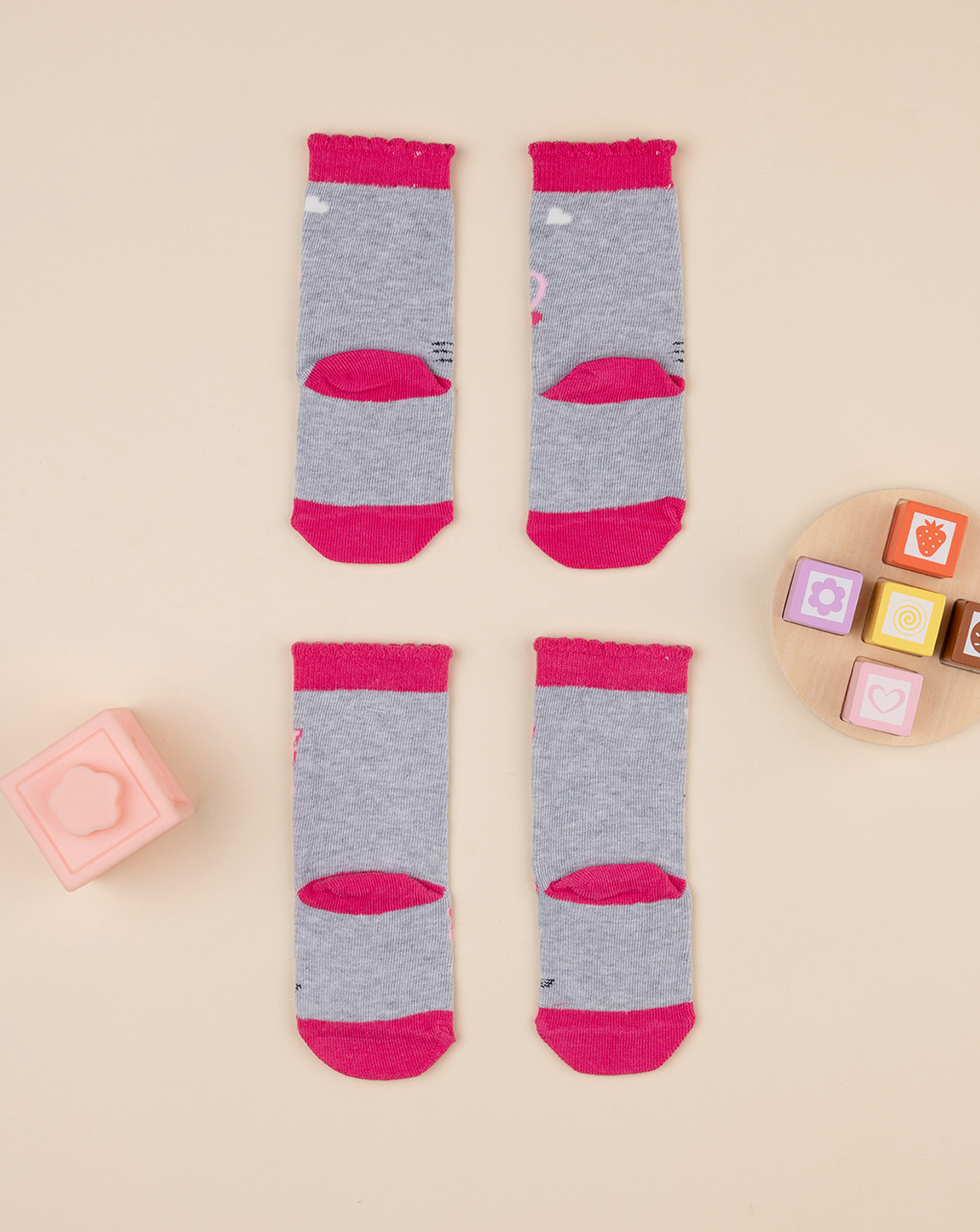 Calzine bimba rosa/grigio