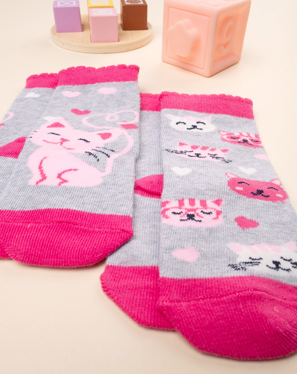 Calzine bimba rosa/grigio