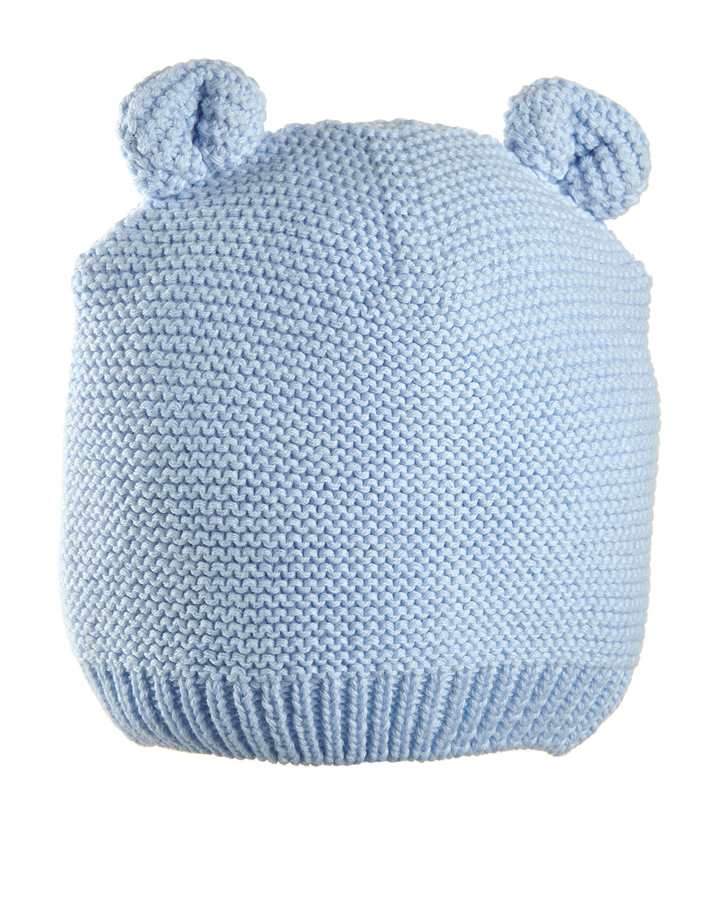 Cappello tricot azzurro neonato  con orecchie