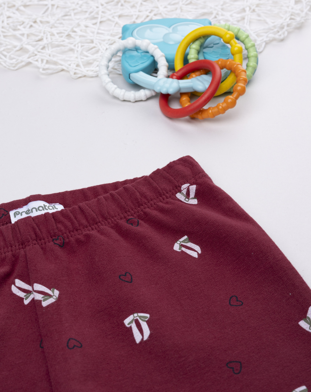 Legging bimba bordeaux fiocchi/cuori allover