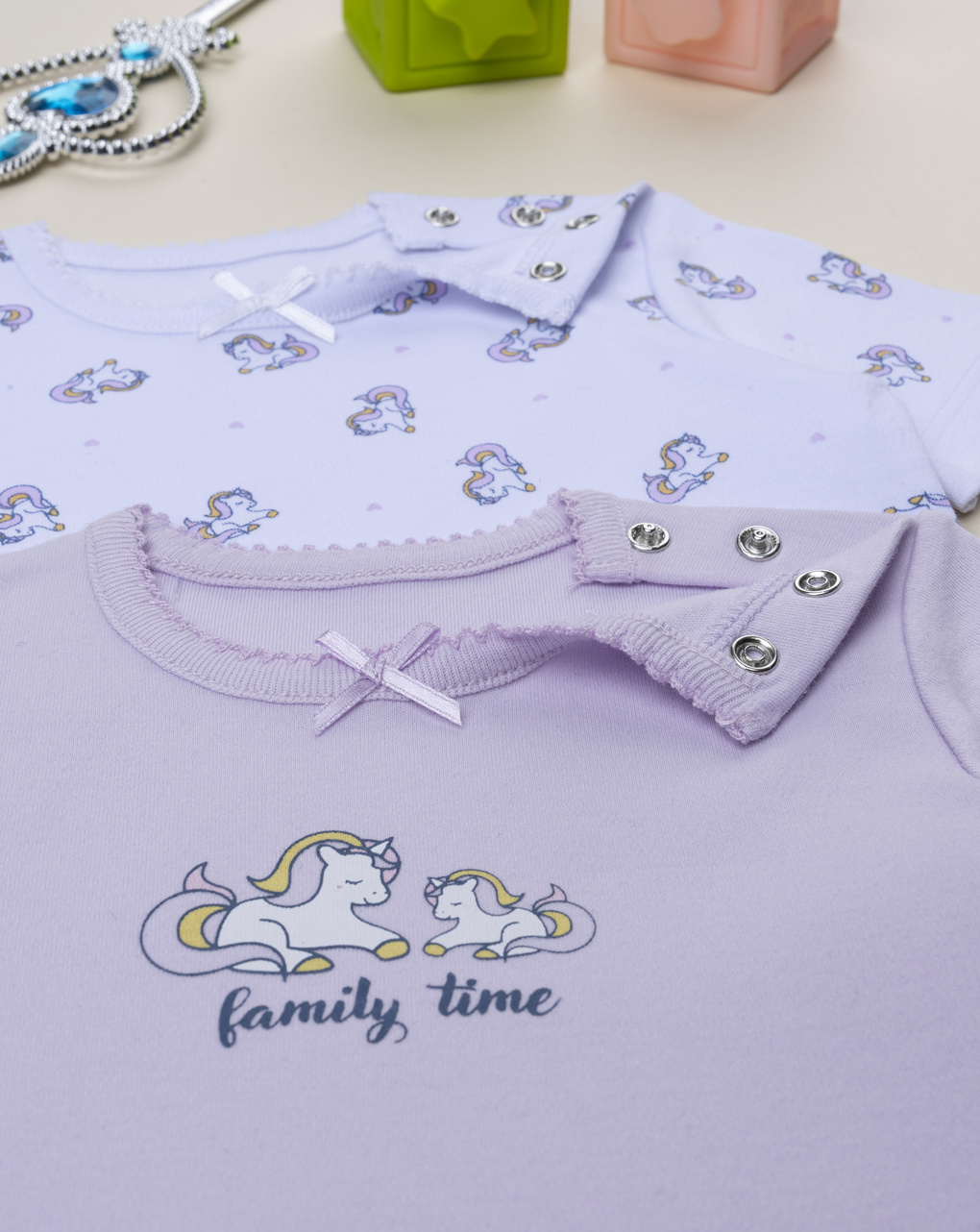 Pack 2 body bimba unicorni viola/bianco