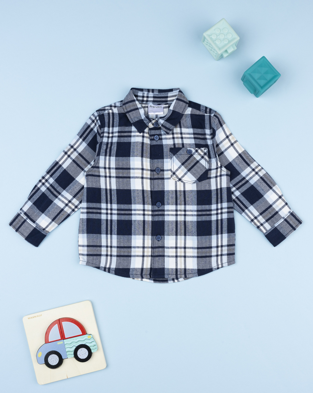 Camicia flanella bambino blu