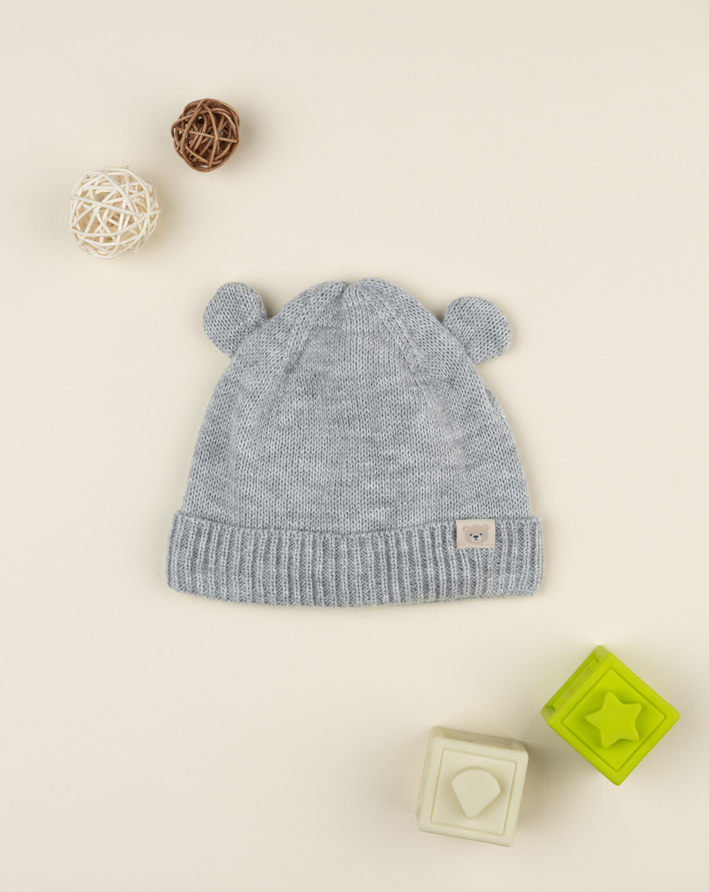 Cappello bimbo grigio con orecchie