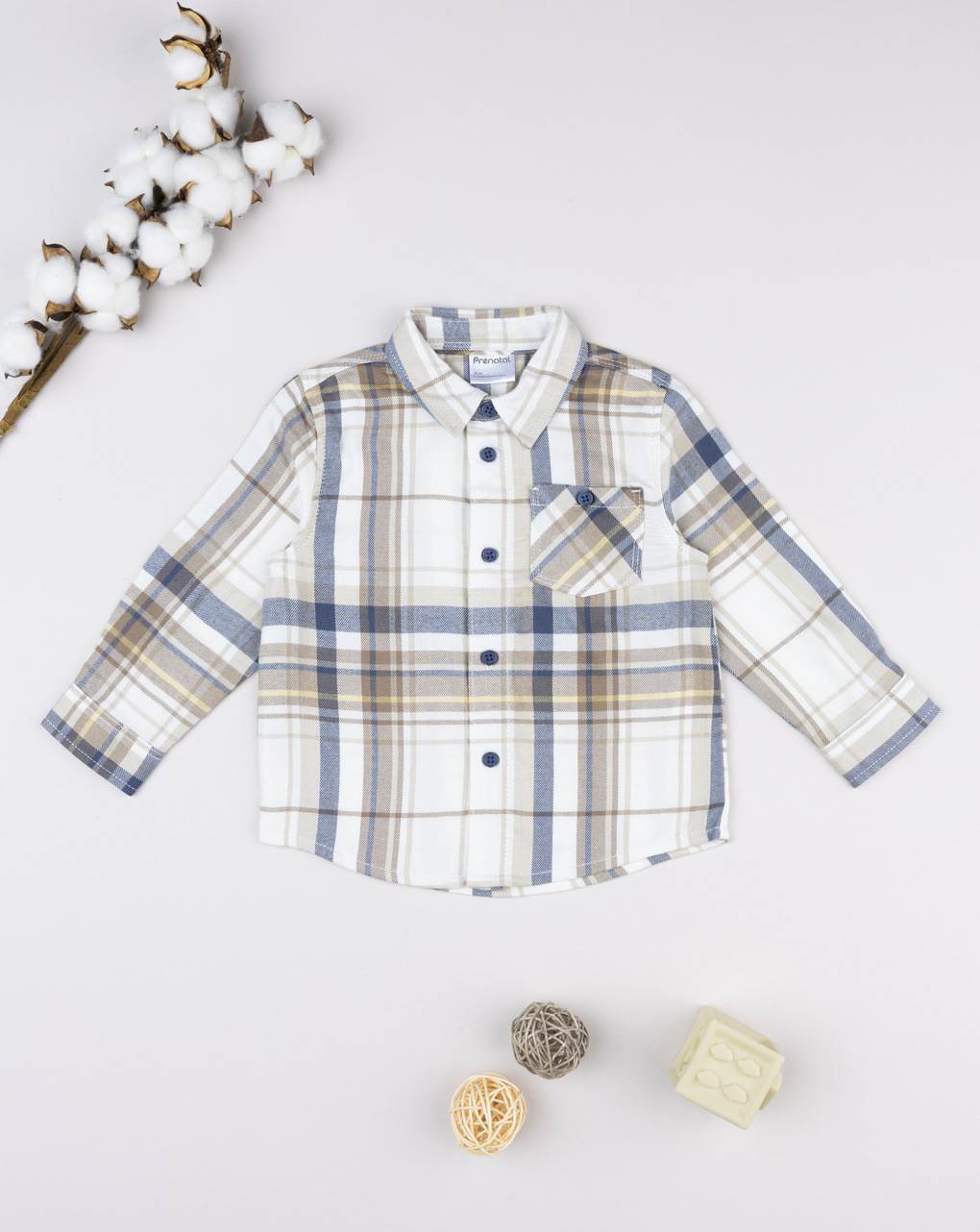 Camicia flanella bimbo giallo/blu