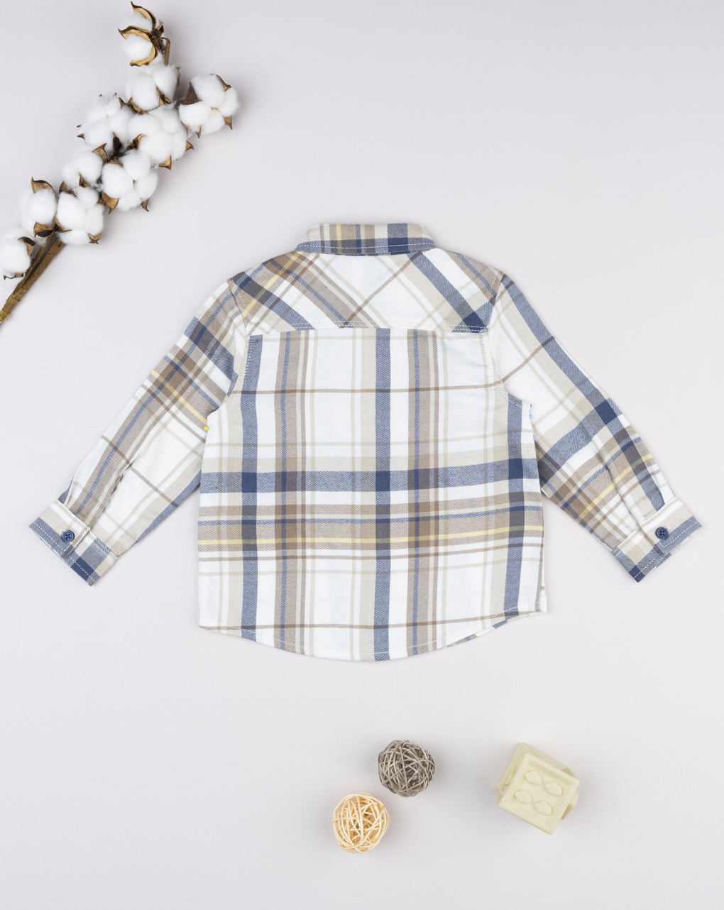 Camicia flanella bimbo giallo/blu