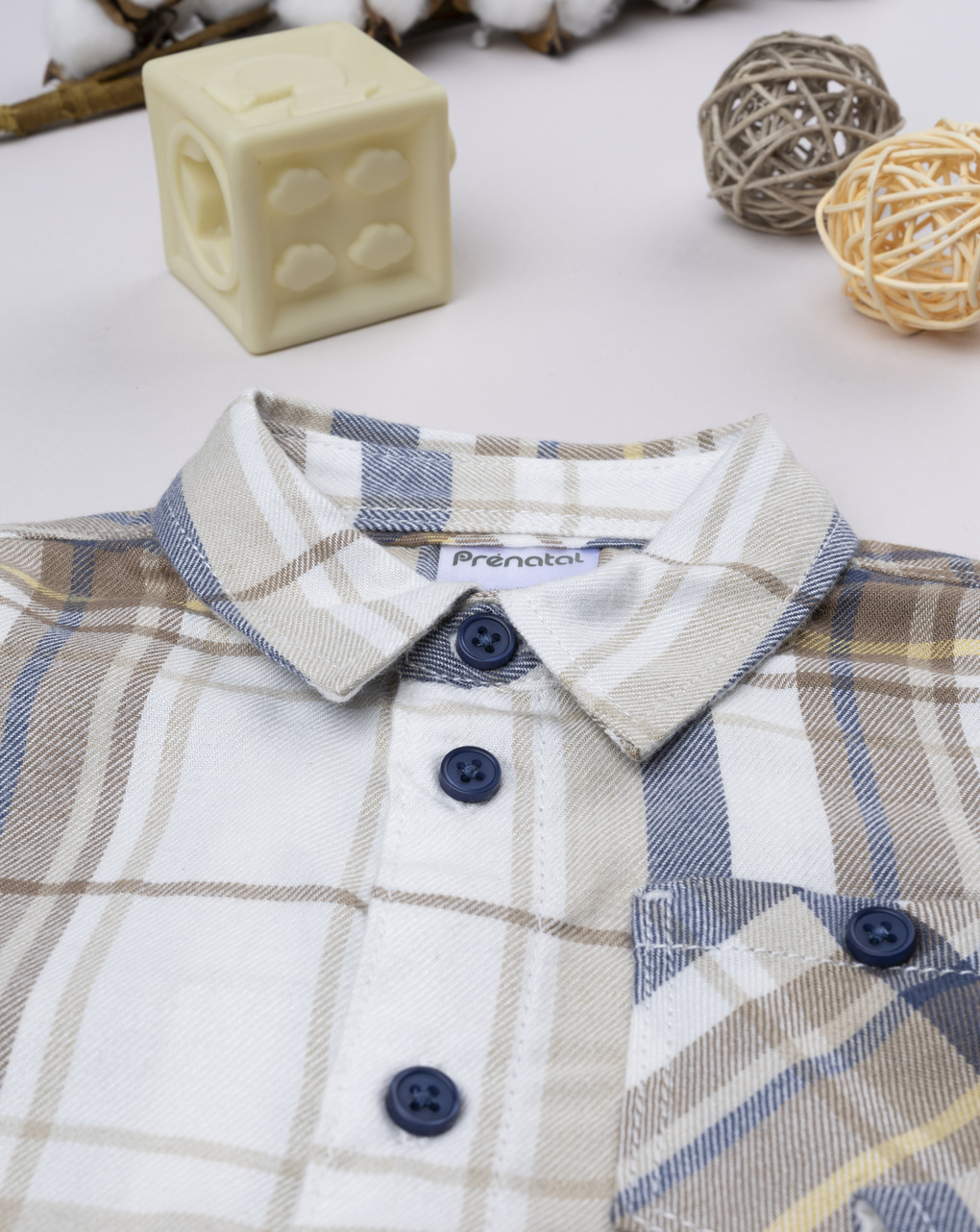 Camicia flanella bimbo giallo/blu