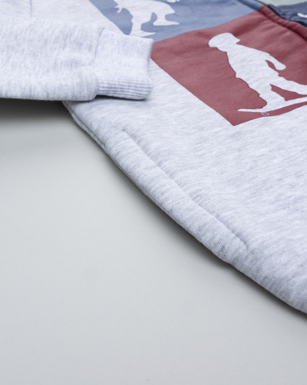 Completo jogging felpato bambino grigio/blu