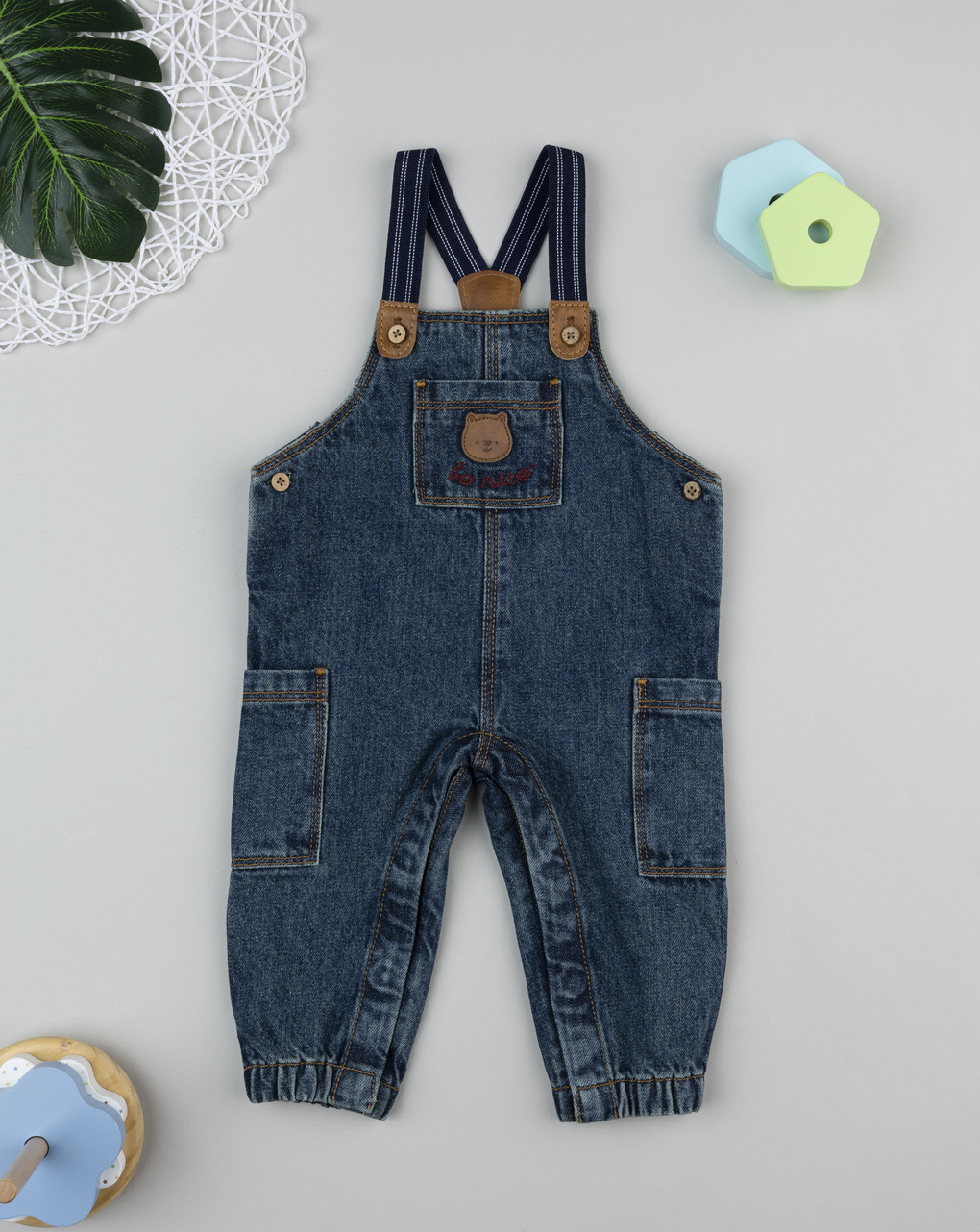 Salopette denim bimbo con bretelle apribili