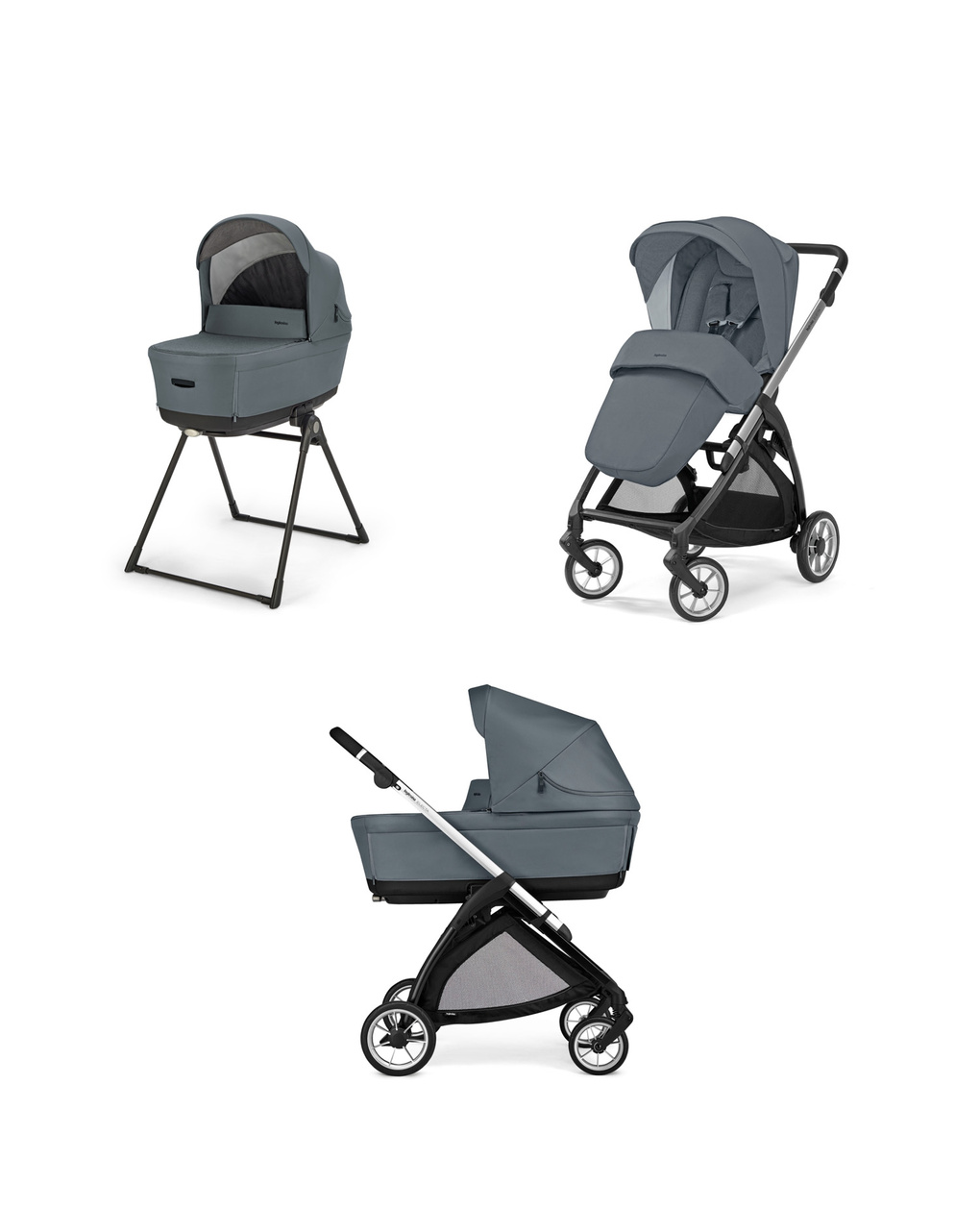 Electa system duo colore union grey con telaio silver black - inglesina