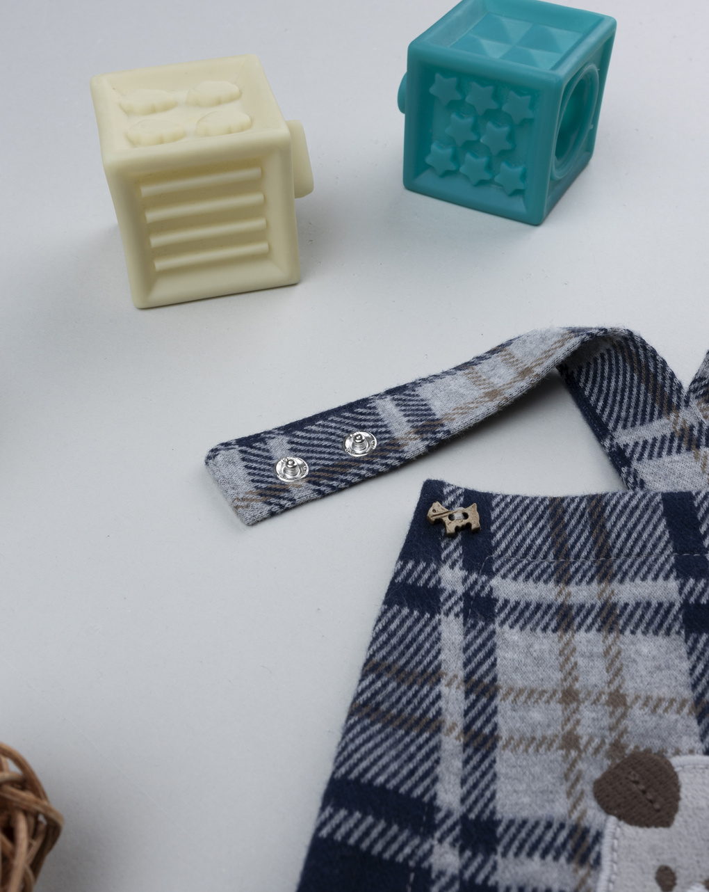 Salopette scozzese blu bimbo cagnolino