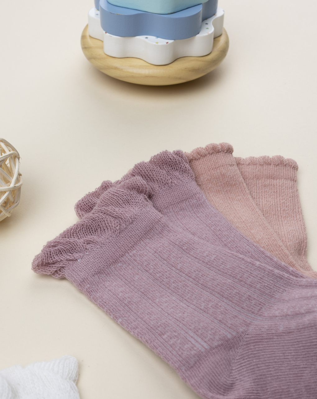 Pack 4 calze bimba rosa/bianco