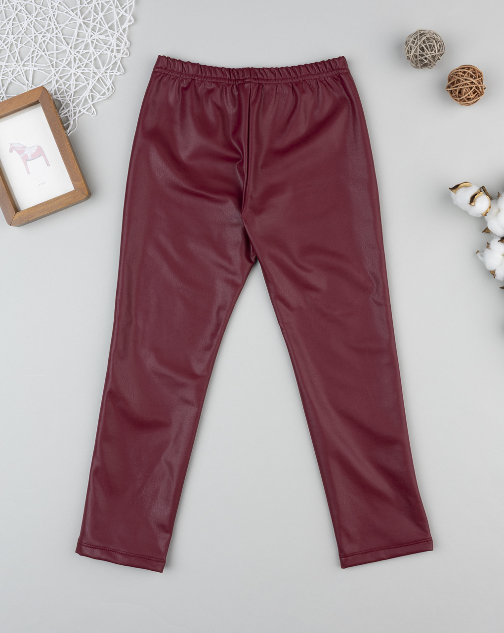 Legging finta pelle bordeaux bambina