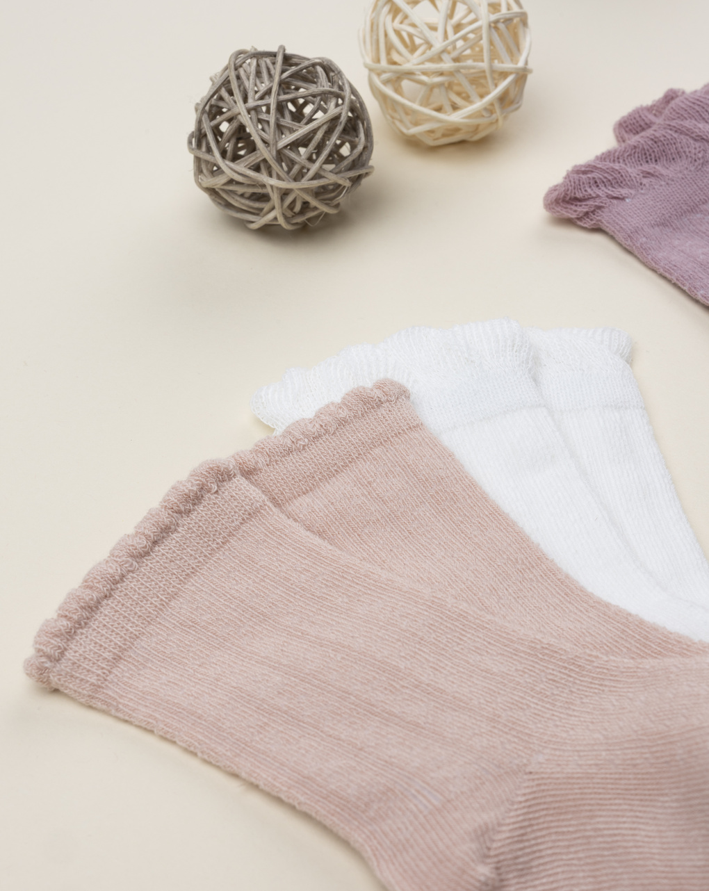 Pack 4 calze bimba rosa/bianco