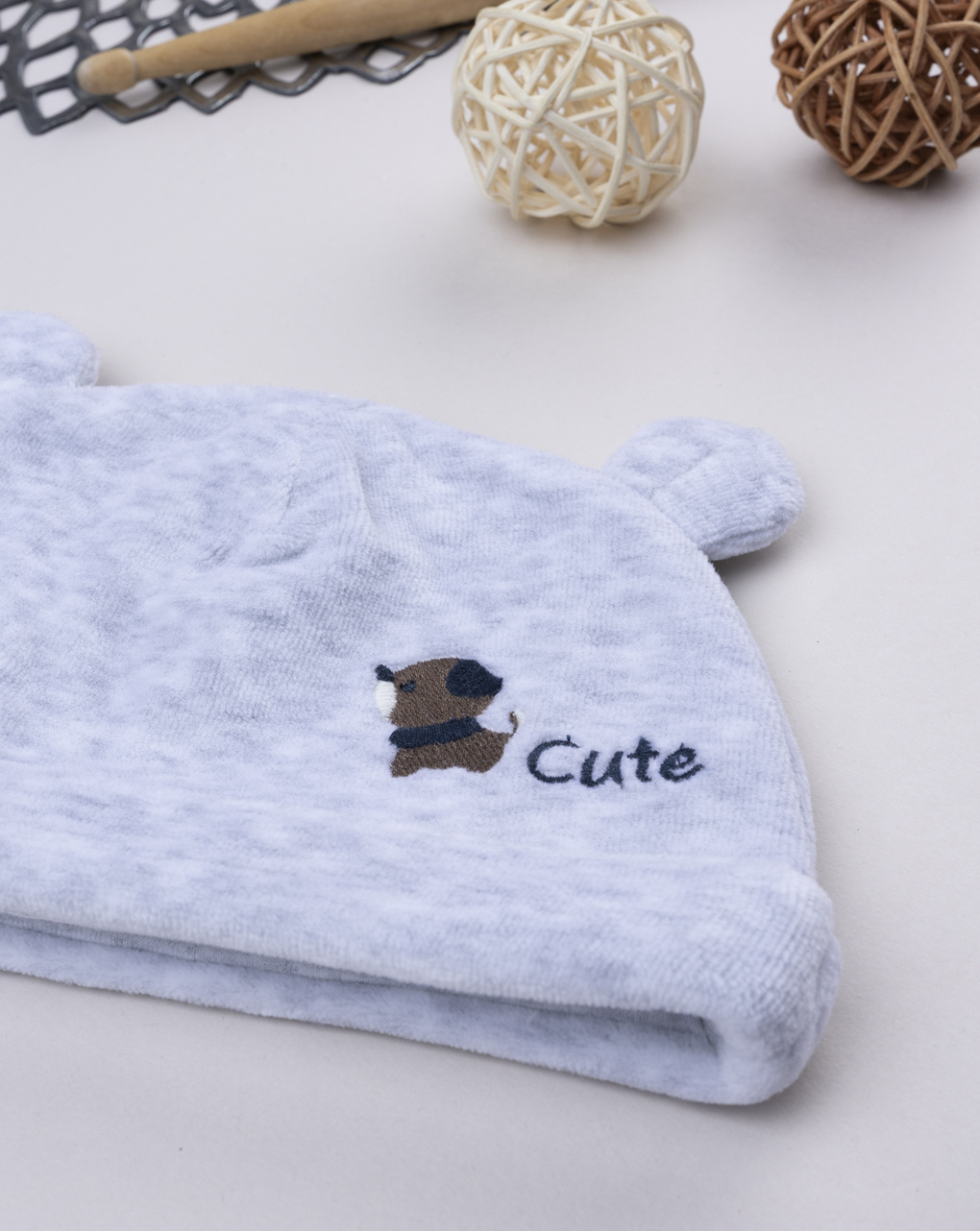 Berretto bimbo grigio cagnolino