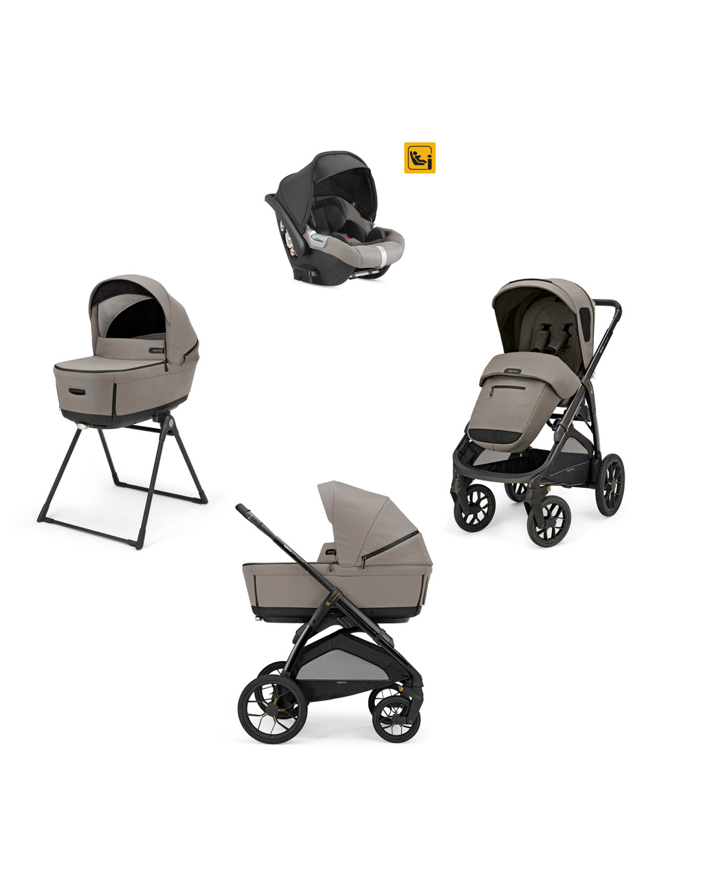 Aptica xt system quattro colore tundra beige con telaio nero e seggiolino auto darwin infant - inglesina