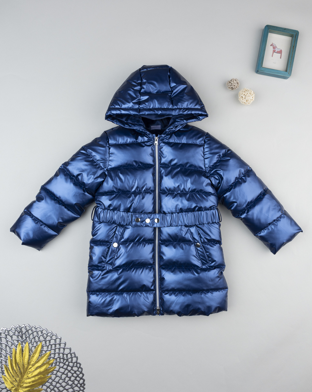 Cappotto svasato bambina blu