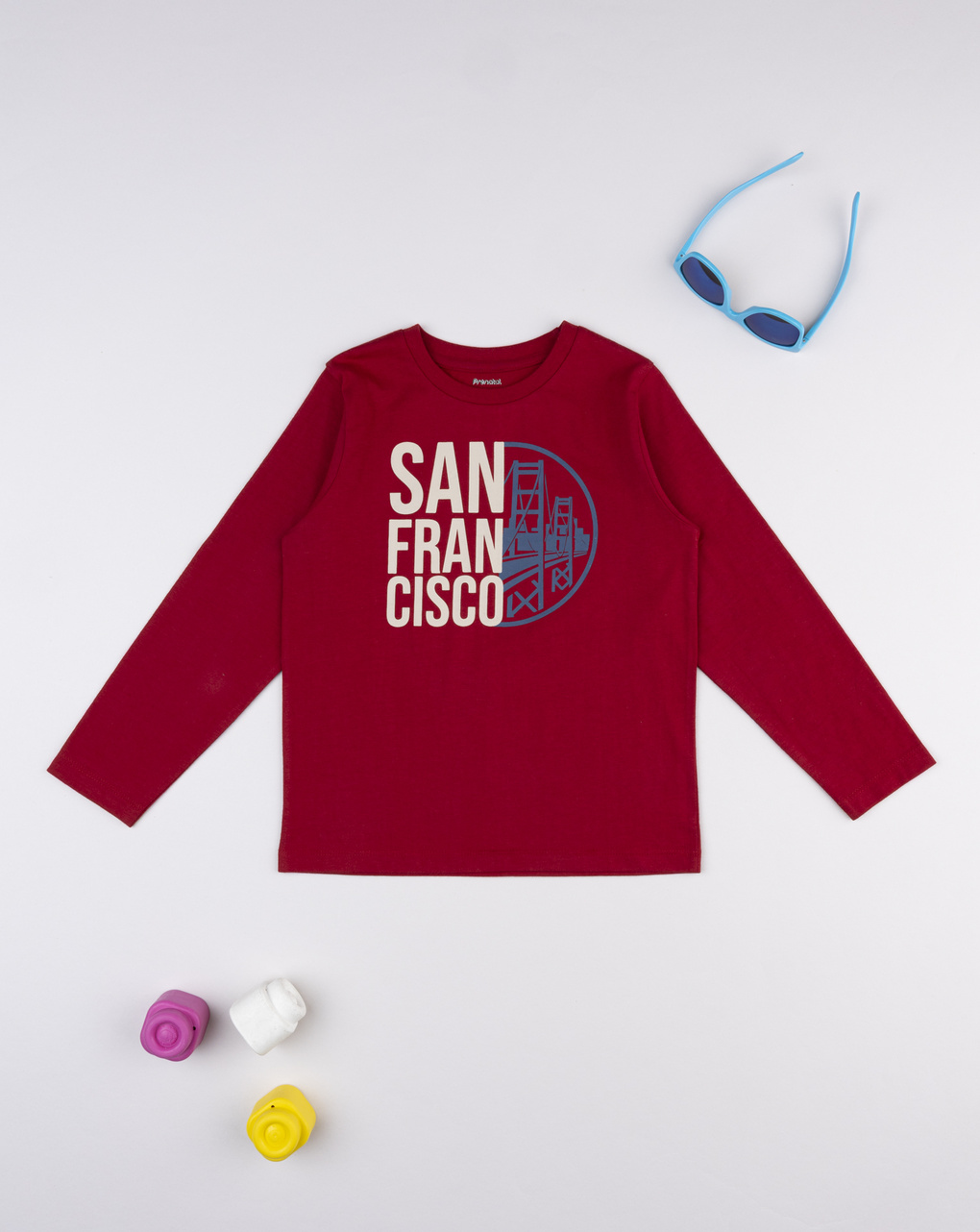 T-shirt bimbo bordeaux stampata