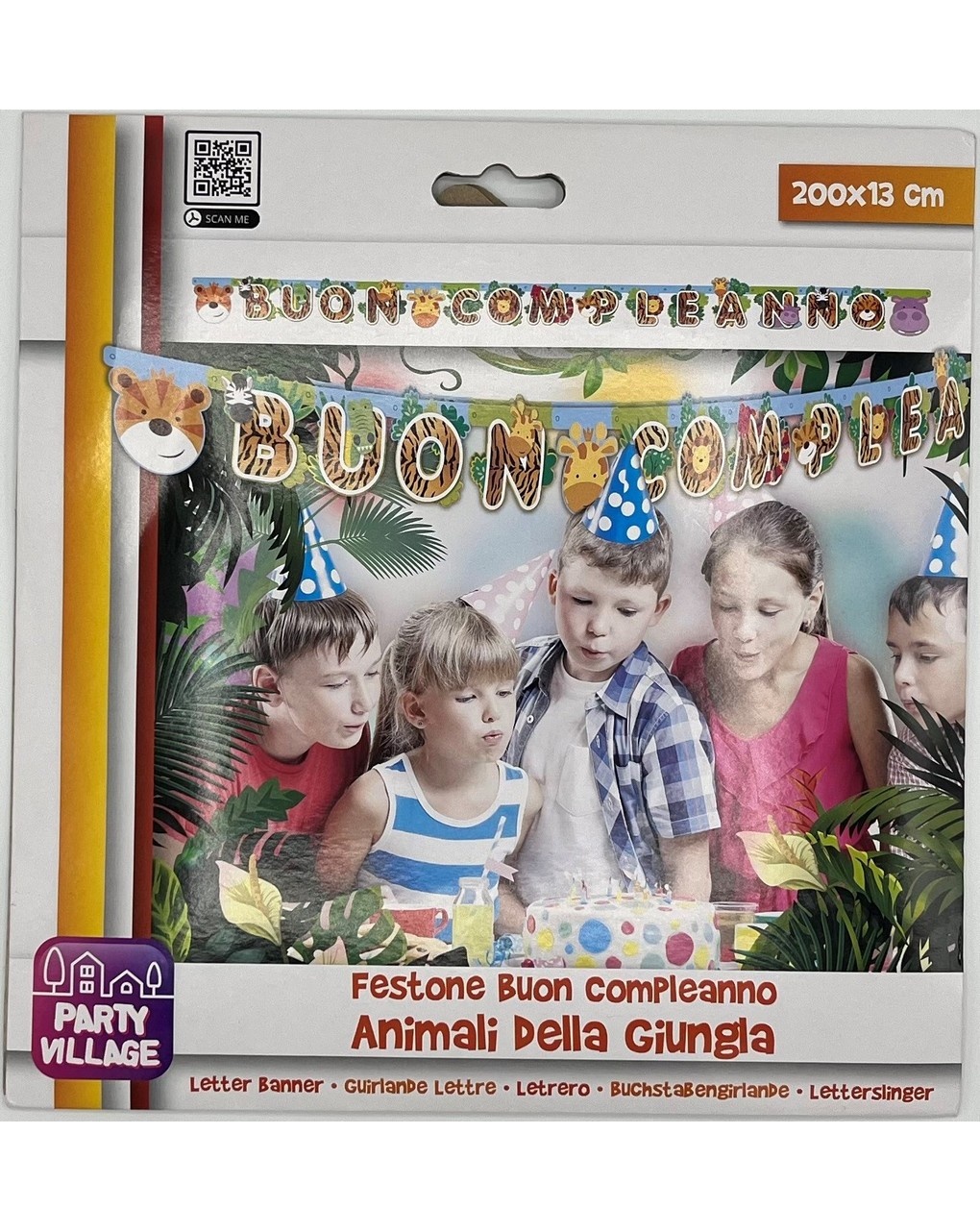 Festone buon compleanno 185x14 cm - animali della giungla