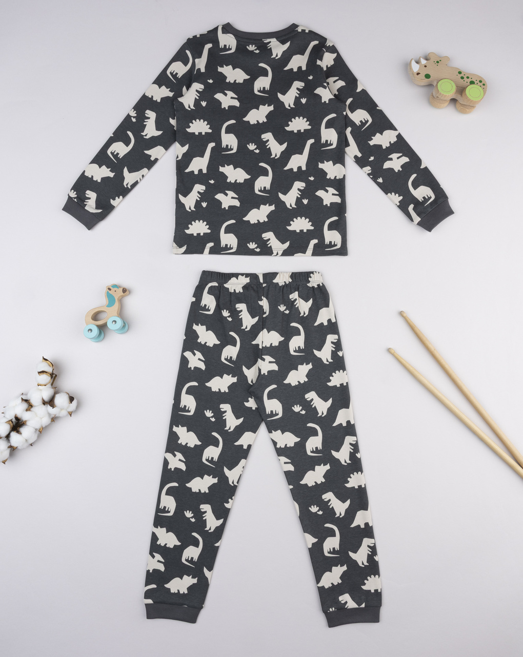 Pigiama bimbo grigio scuro dino
