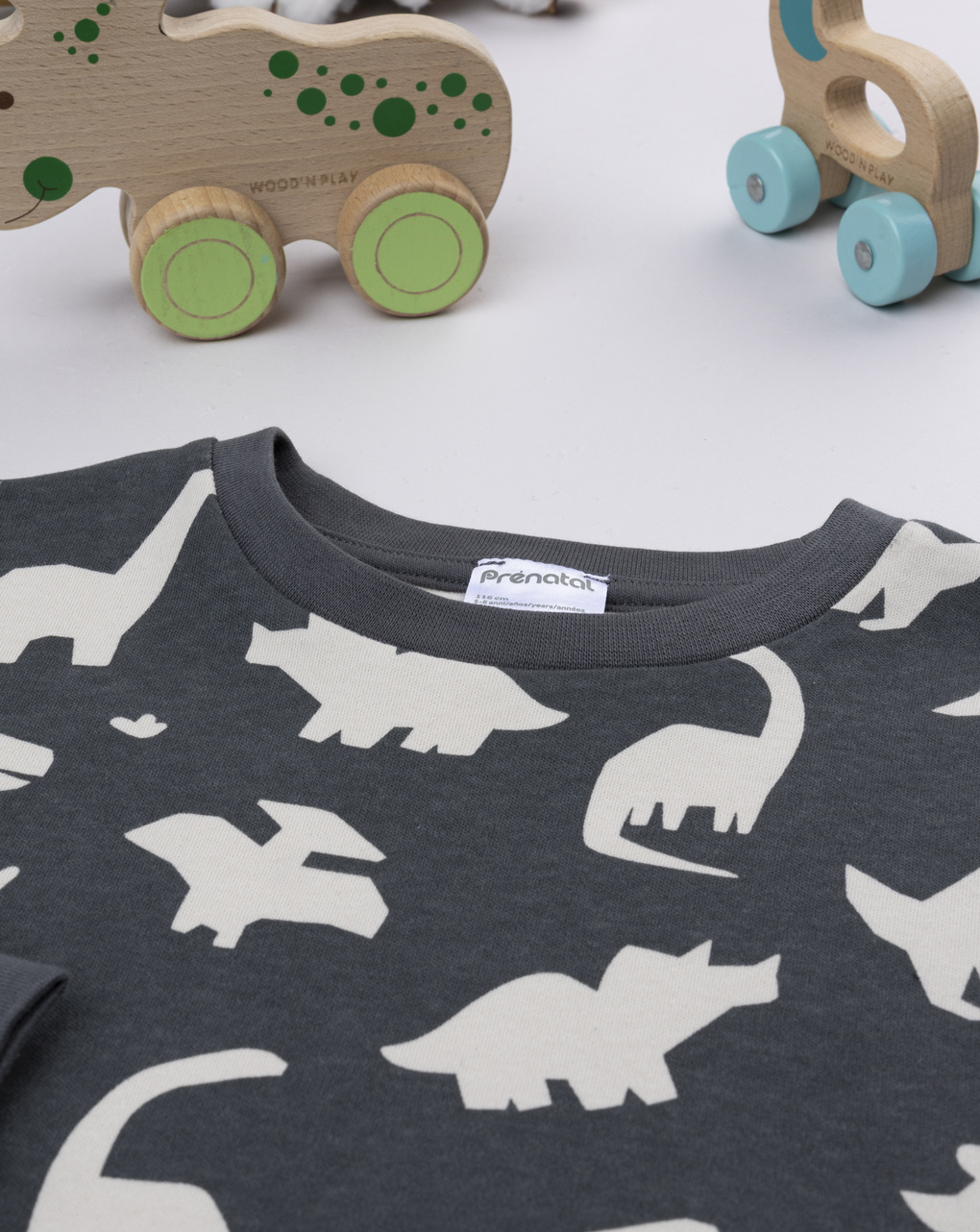 Pigiama bimbo grigio scuro dino