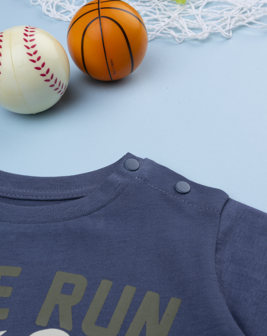 T-shirt bimbo blu stampa "run fast"