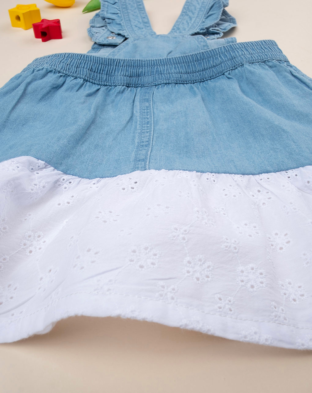 Pinafore bimba denim e sangallo