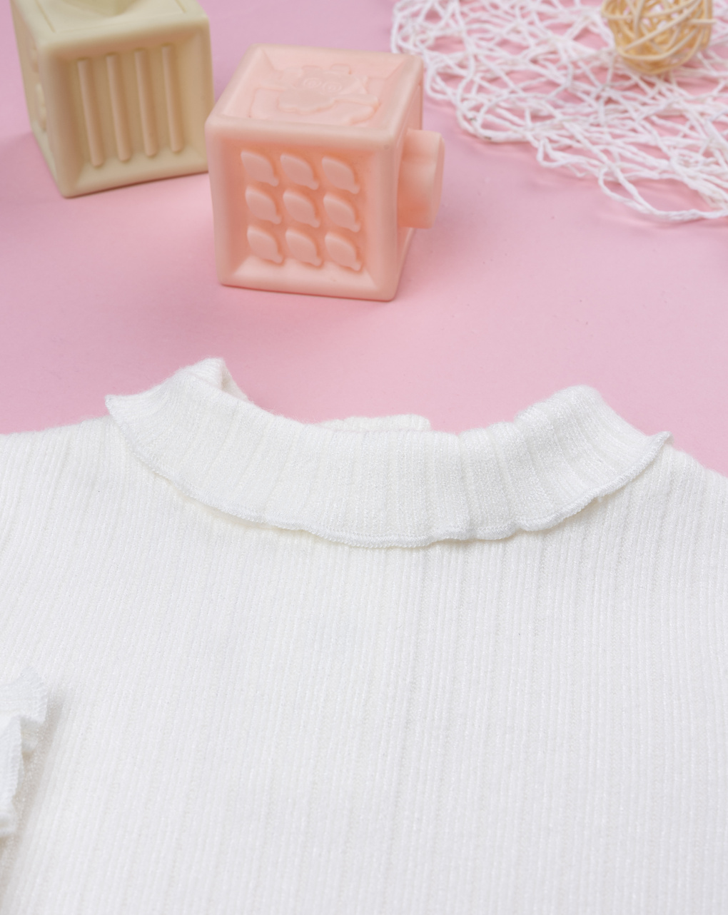 Lupetto bimba bianco coste