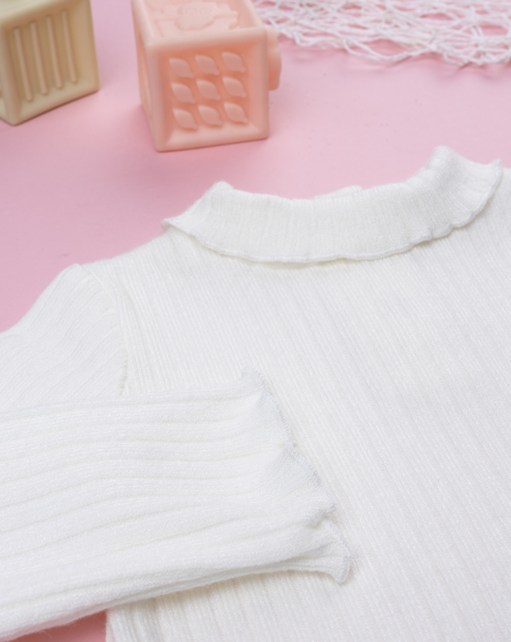 Lupetto bimba bianco coste