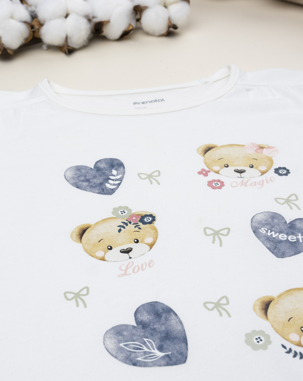 T-shirt bianca bambina cuori/orsi