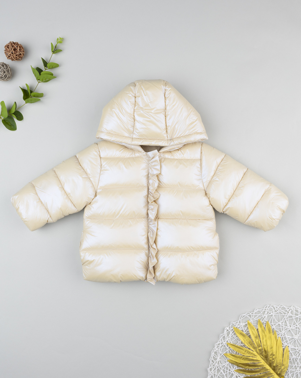 Piumino bimba beige laminato