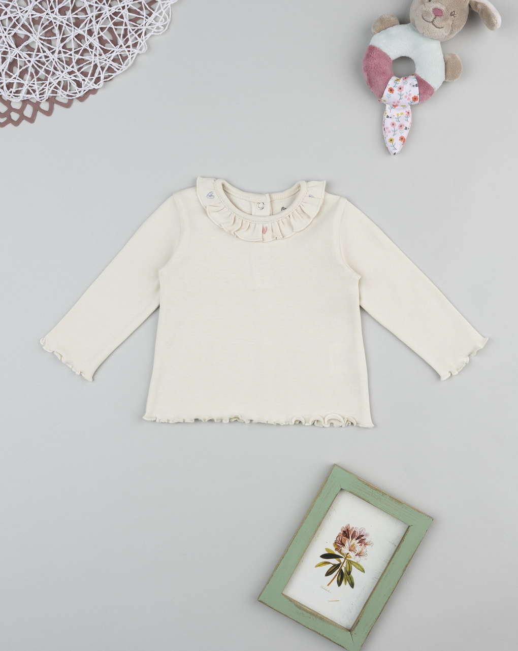 Lupetto panna neonata a coste