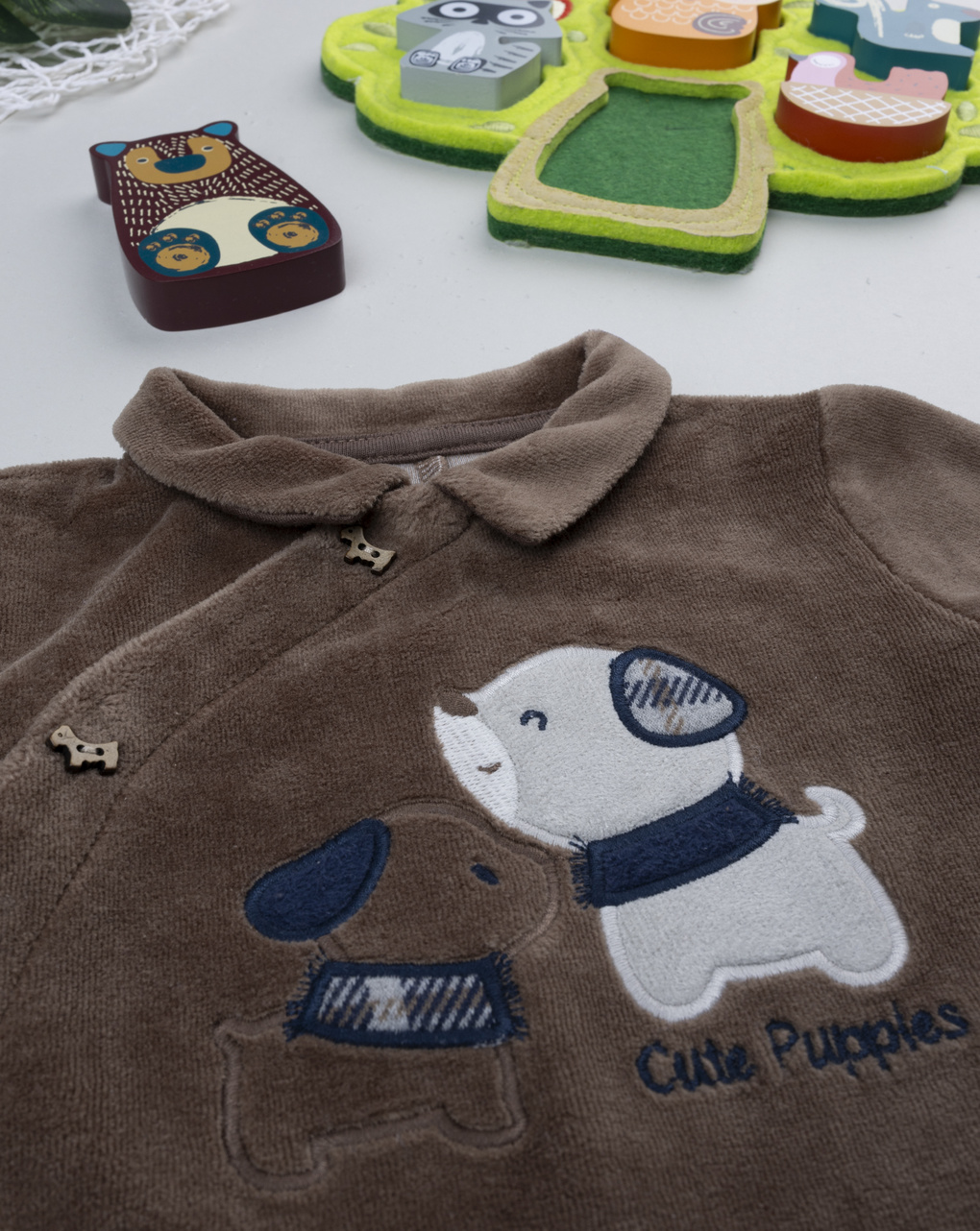 Tutina neonato marrone cagnolino