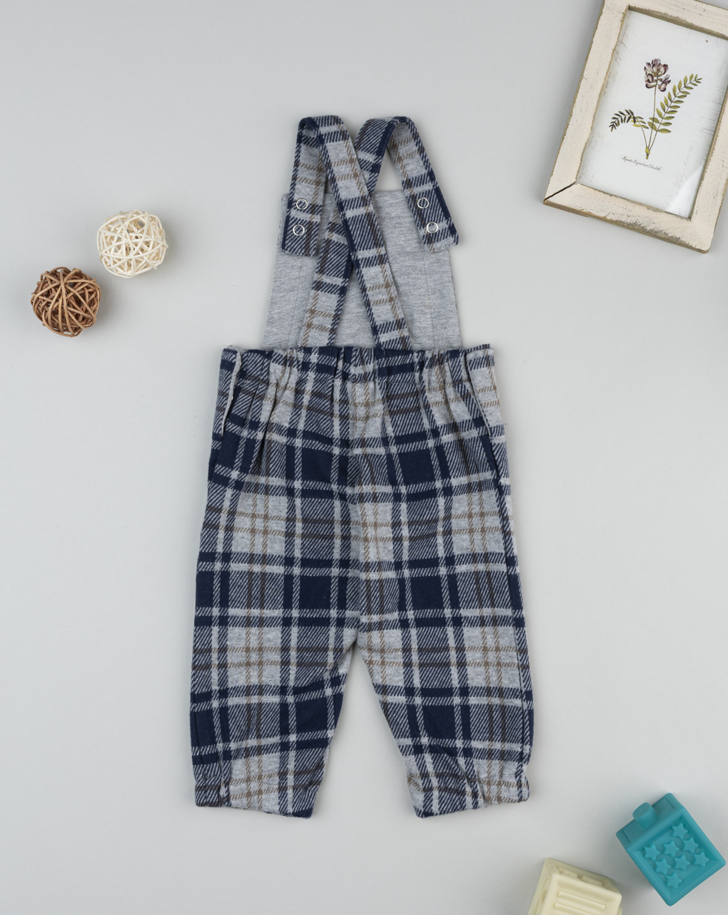 Salopette scozzese blu bimbo cagnolino