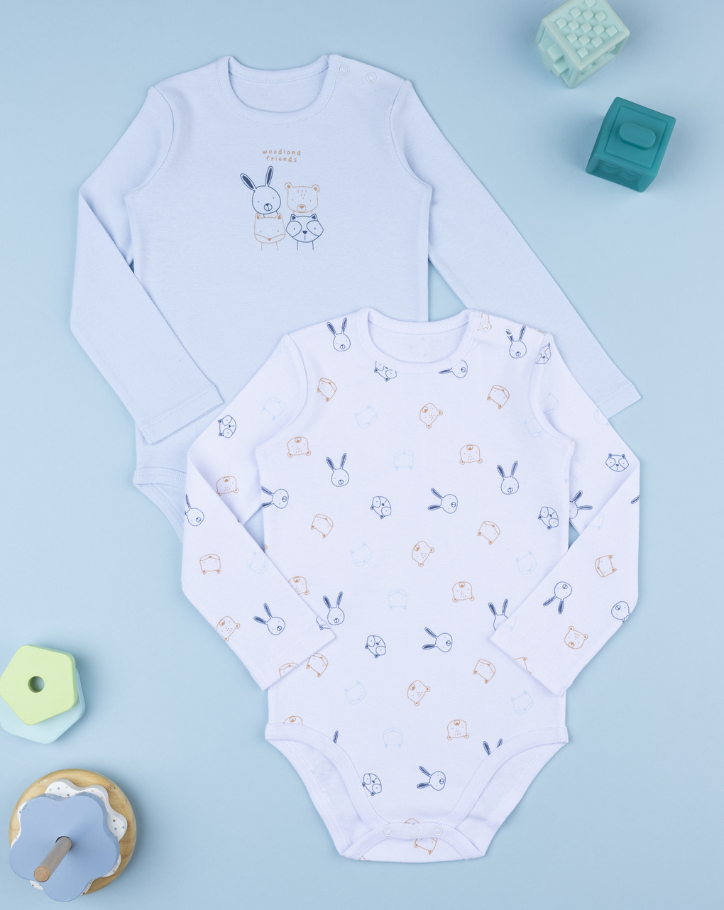 Pack 2 body bambino maniche lunghe animaletti