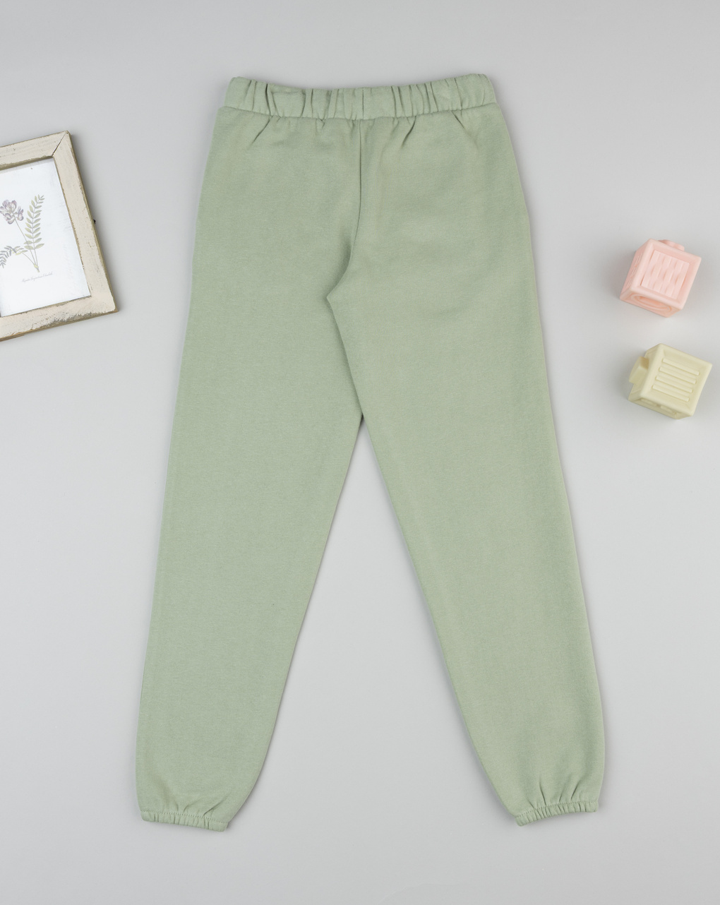 Pantaloni bambina verde "fiori"