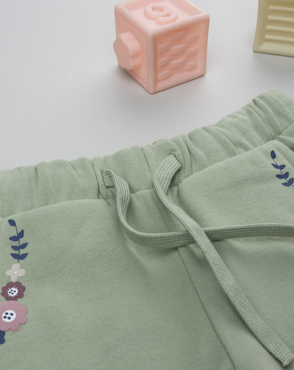 Pantaloni bambina verde "fiori"