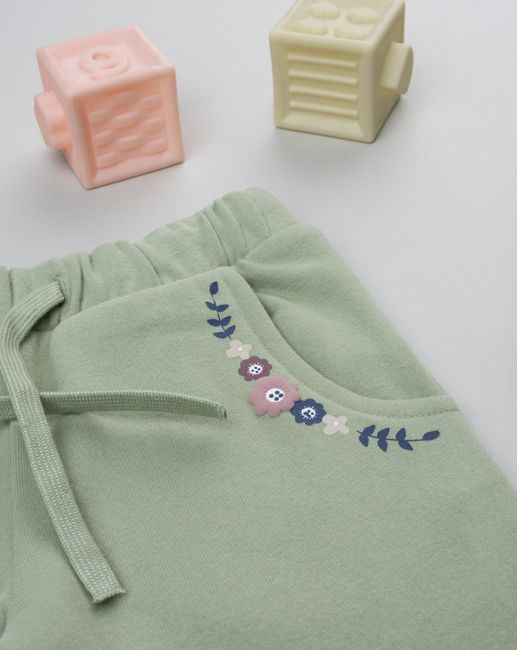 Pantaloni bambina verde "fiori"