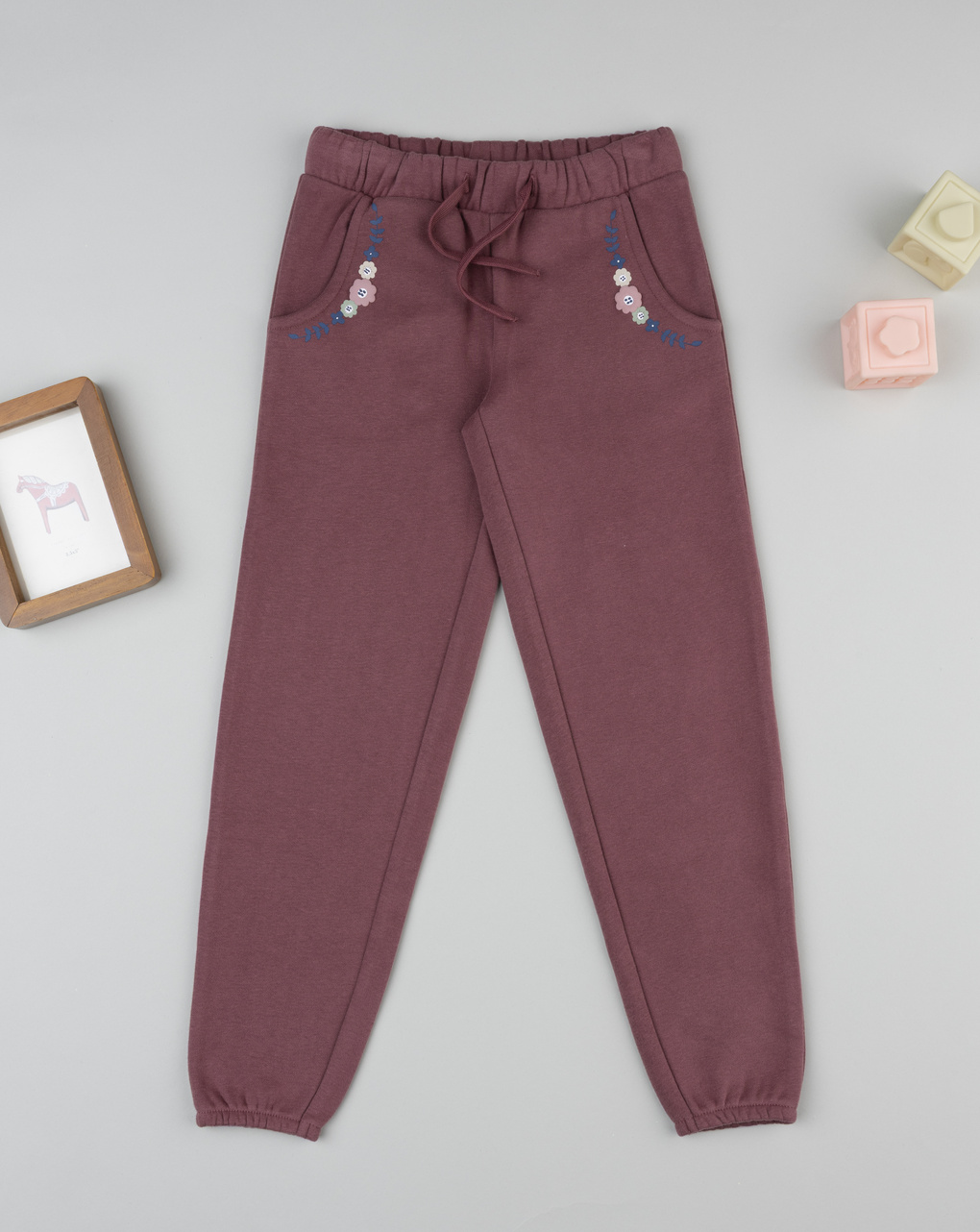 Pantalone bambina rosa scuro "fiori"