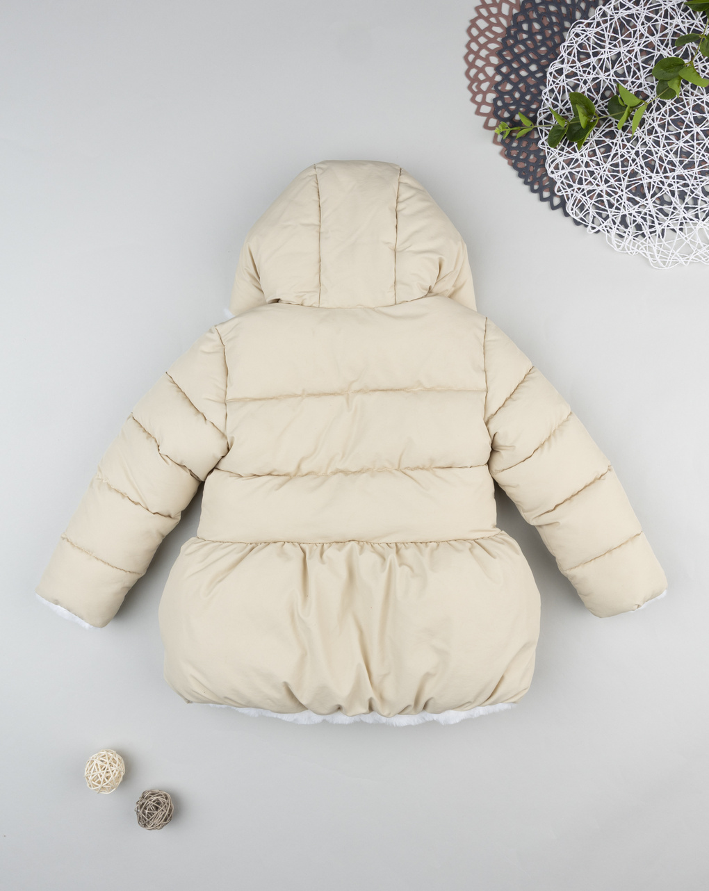 Giubbotto bimba beige con fiocchi