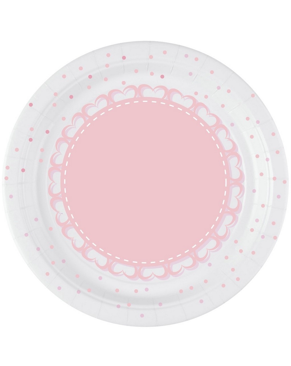 Piatto carta 18 cm - 8 pezzi - baby cuori rosa