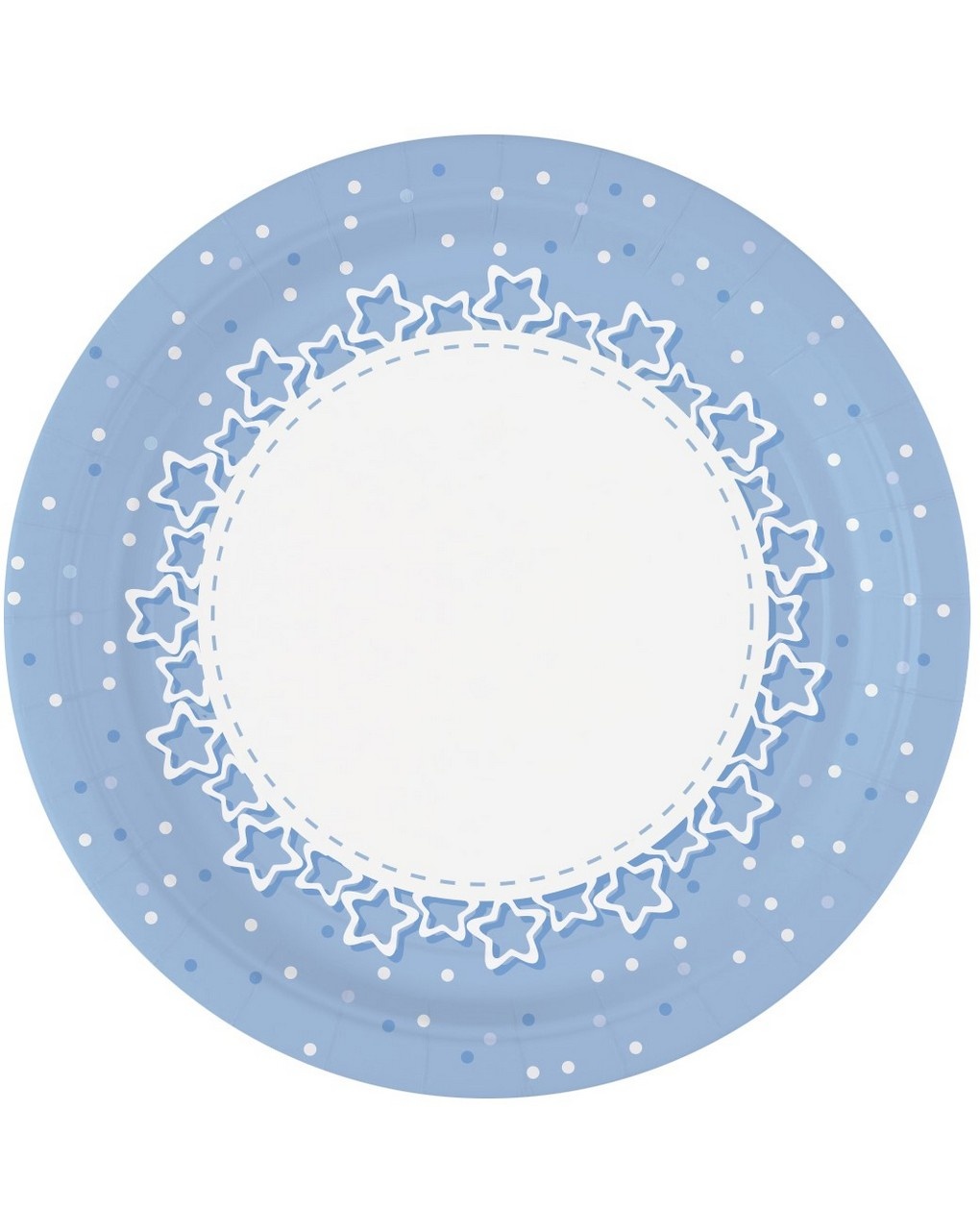 Piatto carta 23 cm - 8 pezzi - baby stelle azzurro